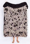PJ Salvage Plush Blanket - Black/Champagne Floral Print